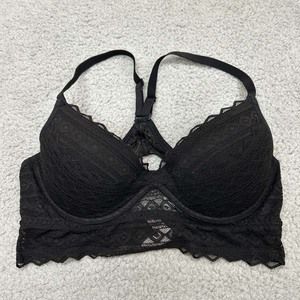 Pink Bra Medium Bralette Racerback Aztek PAttern Black